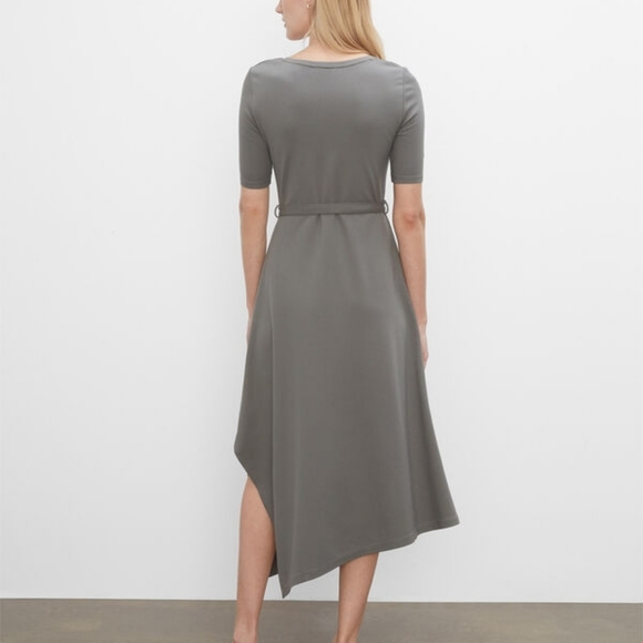 CLUB Monoco Olive Green Asymmetrical Dress.  Size L - Picture 3 of 16